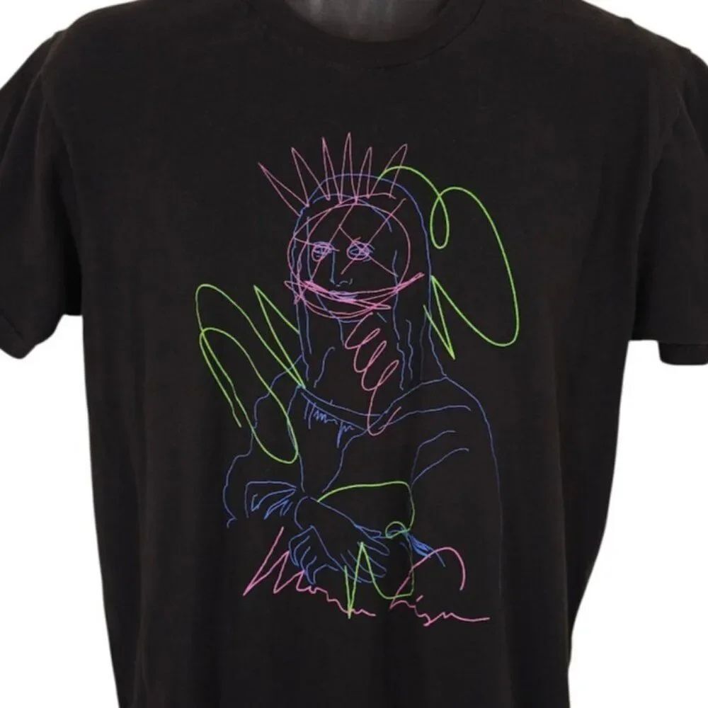 Mona Lisa T Shirt Mens Size Large Black Leonardo Da Vinci Universal Man Art Tee